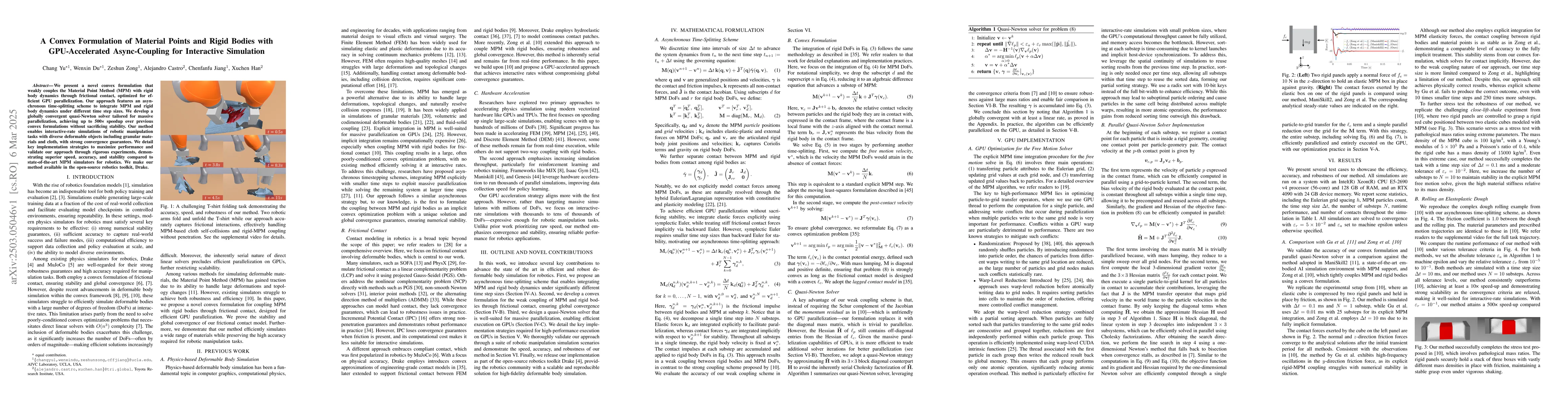 Thumbnail for A Convex Formulation of Material Points and Rigid Bodies with
  GPU-Accelerated Async-Coupling for Interactive Simulation