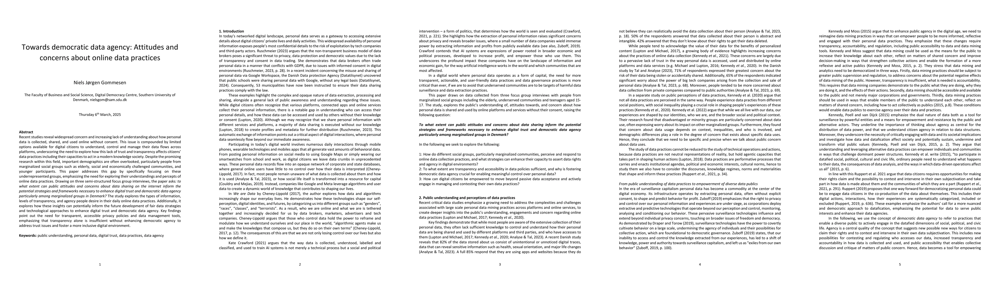 Thumbnail for Towards democratic data agency: Attitudes and concerns about online data
  practices
