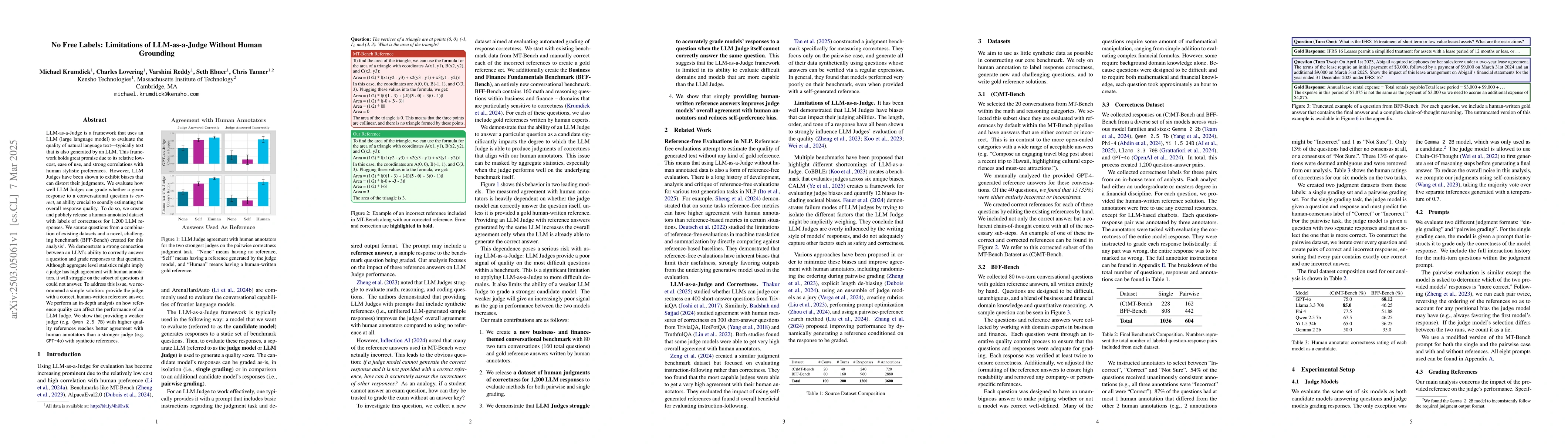 Thumbnail for No Free Labels: Limitations of LLM-as-a-Judge Without Human Grounding