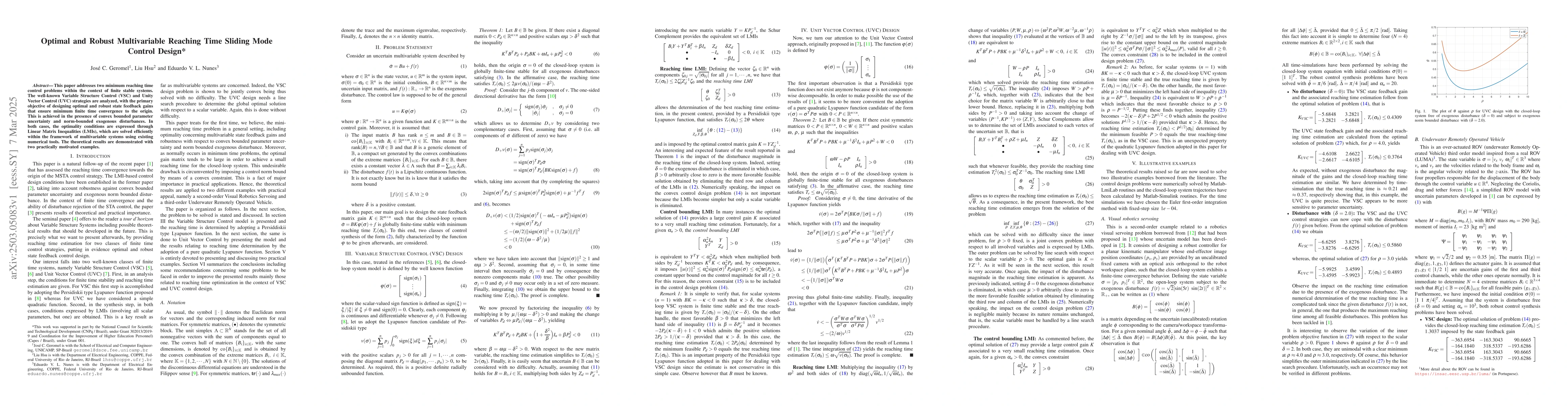 Thumbnail for Optimal and Robust Multivariable Reaching Time Sliding Mode Control
  Design