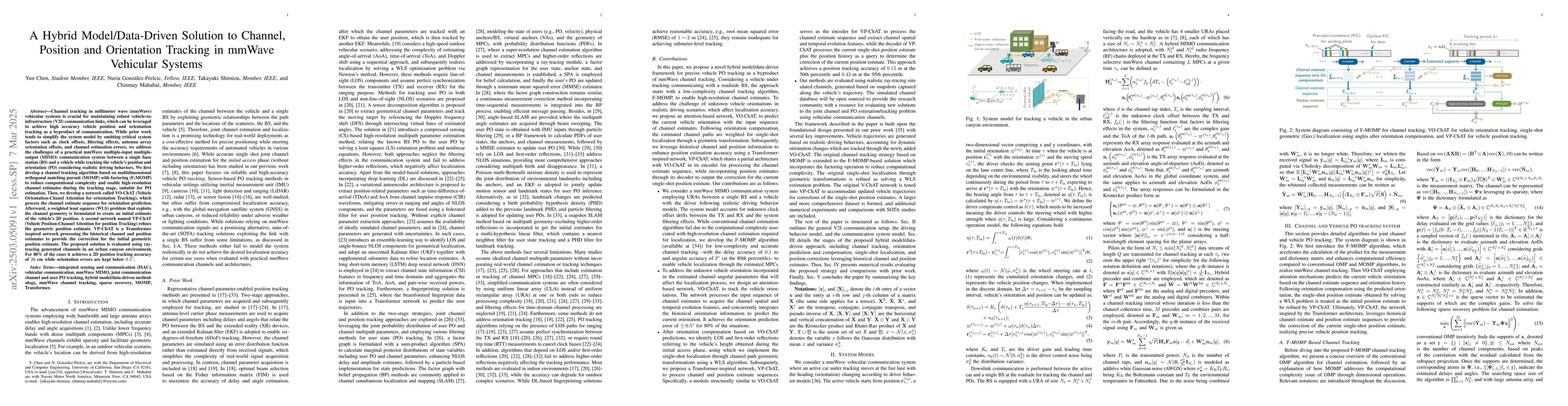 Thumbnail for A Hybrid Model/Data-Driven Solution to Channel, Position and Orientation
  Tracking in mmWave Vehicular Systems