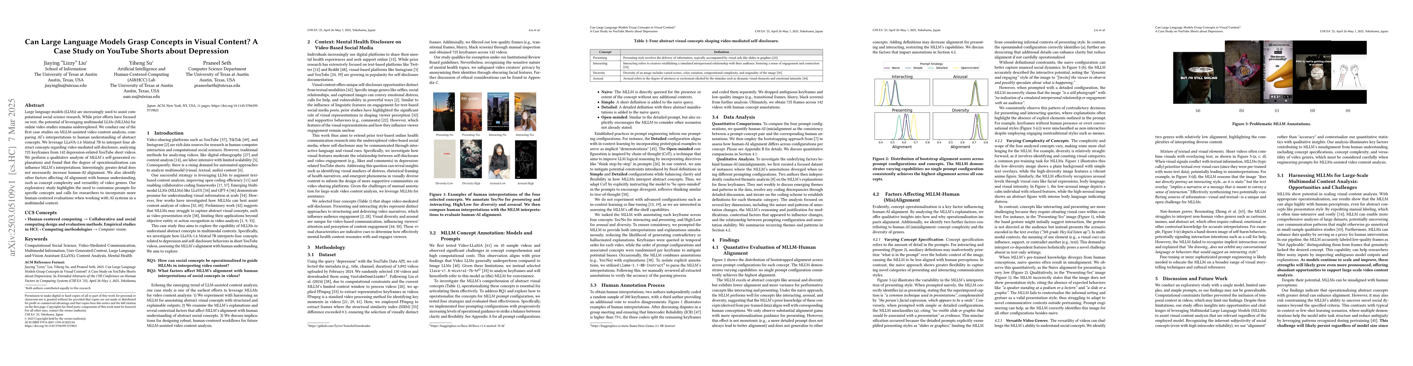 Thumbnail for Can Large Language Models Grasp Concepts in Visual Content? A Case Study
  on YouTube Shorts about Depression