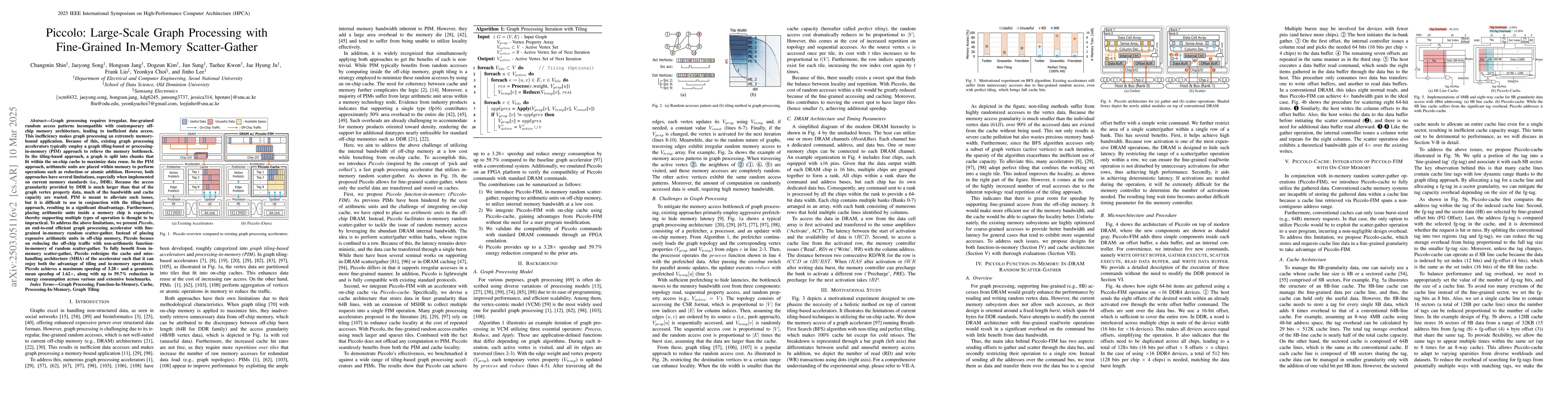 Thumbnail for Piccolo: Large-Scale Graph Processing with Fine-Grained In-Memory
  Scatter-Gather