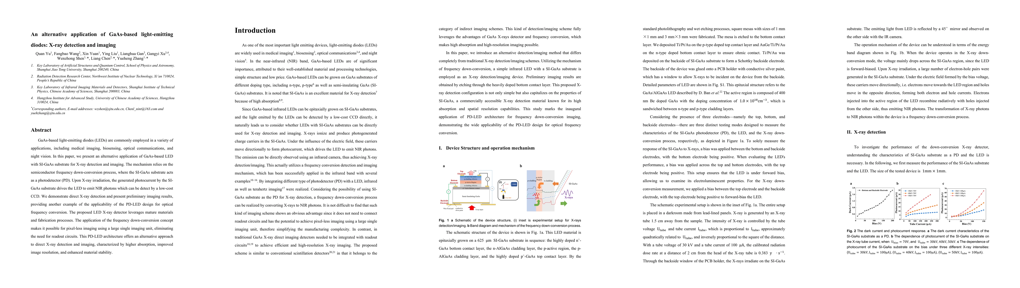 Thumbnail for An alternative application of GaAs-based light-emitting diodes: X-ray
  detection and imaging