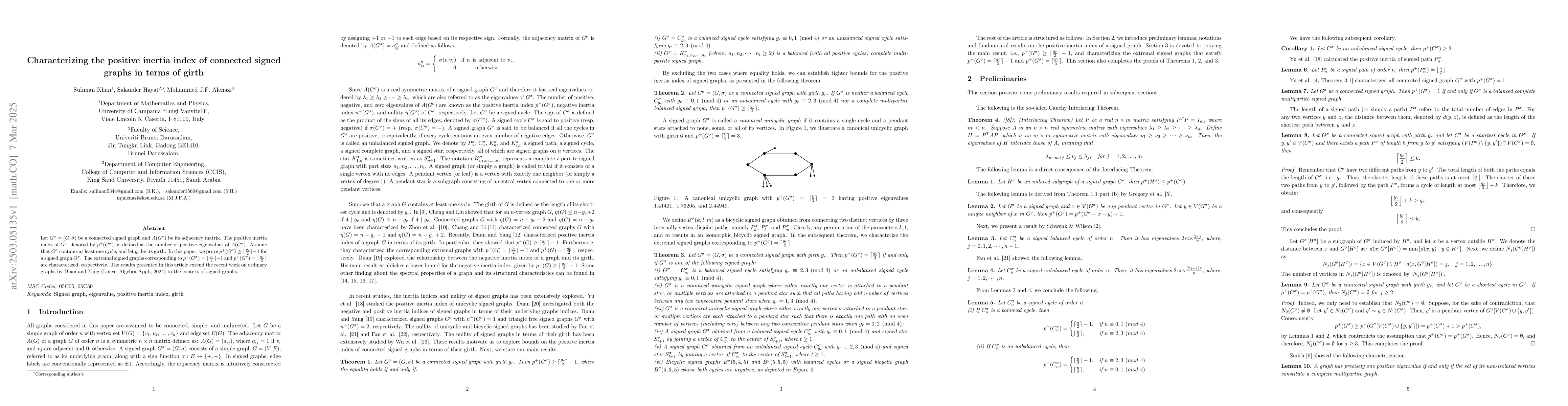 Thumbnail for Characterizing the positive inertia index of connected signed graphs in
  terms of girth