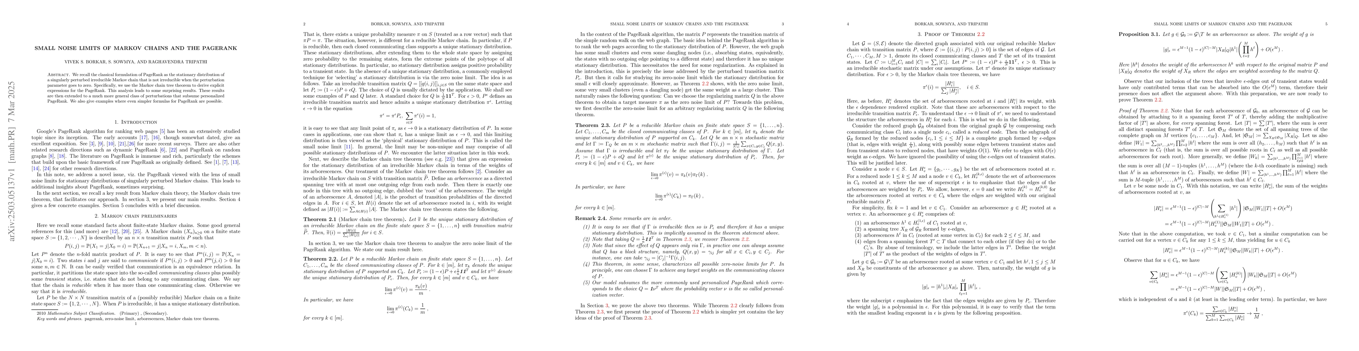 Thumbnail for Small noise limits of Markov chains and the PageRank