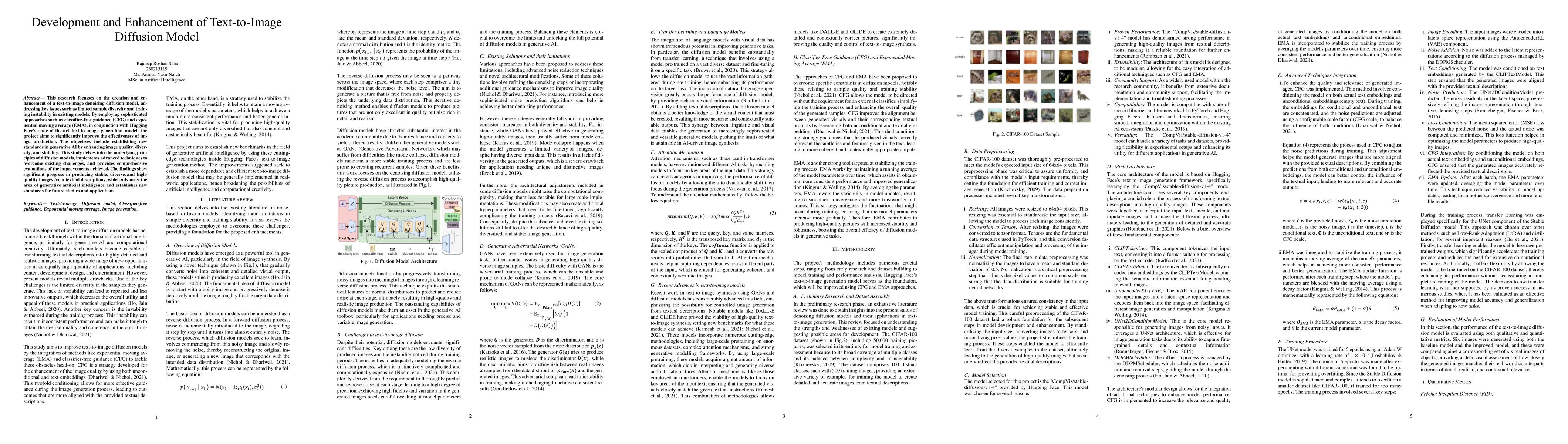 Thumbnail for Development and Enhancement of Text-to-Image Diffusion Models