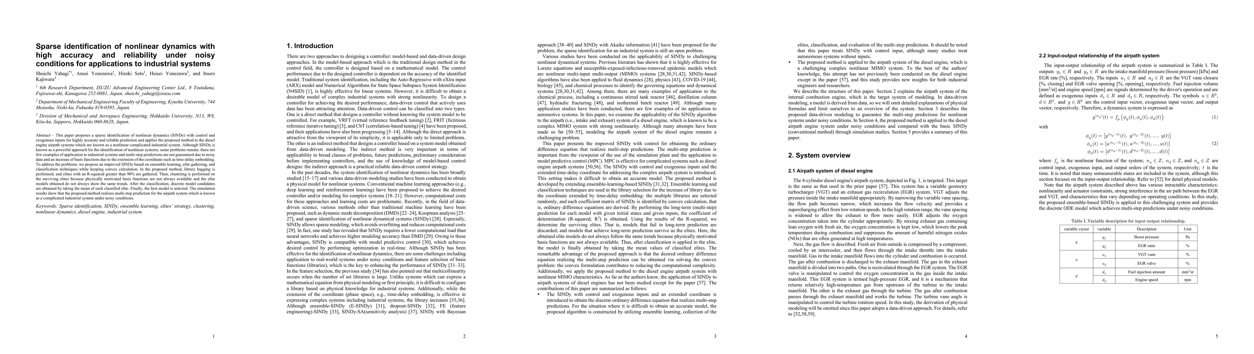 Thumbnail for Sparse identification of nonlinear dynamics with high accuracy and
  reliability under noisy conditions for applications to industrial systems