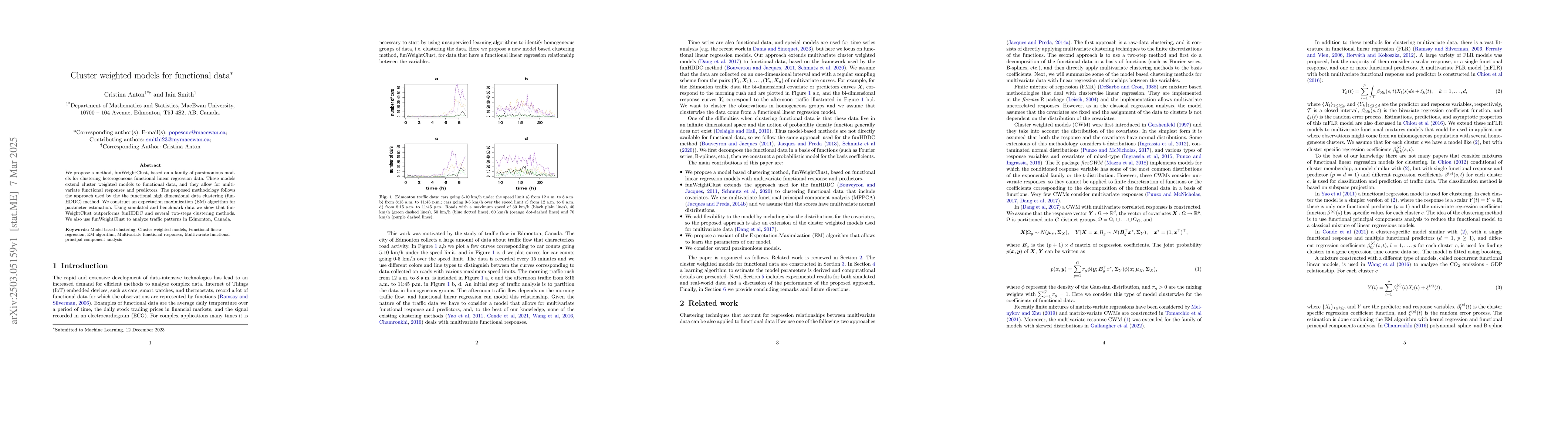 Thumbnail for Cluster weighted models for functional data