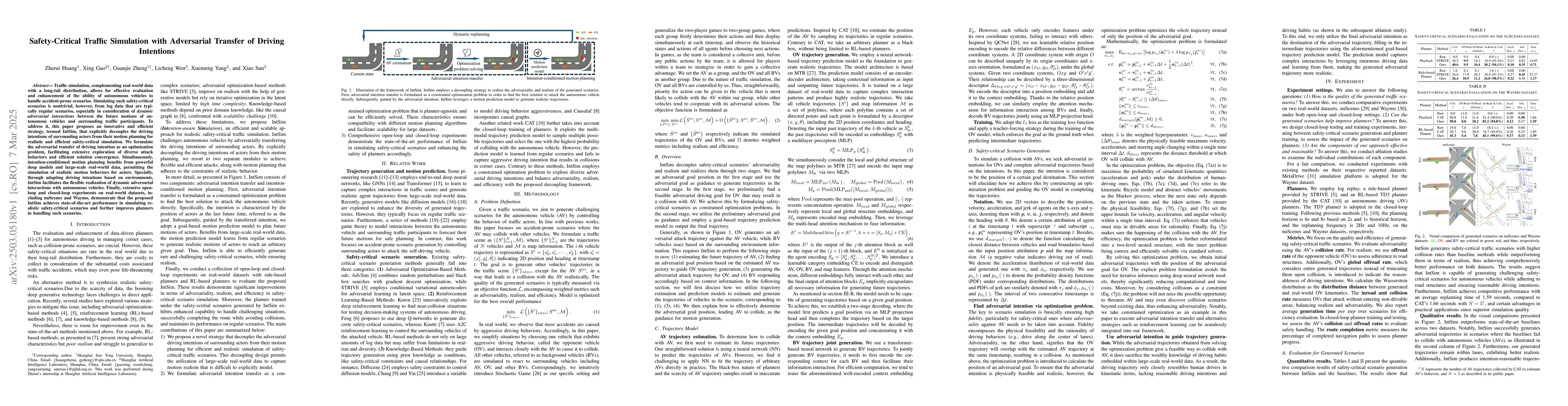 Thumbnail for Safety-Critical Traffic Simulation with Adversarial Transfer of Driving
  Intentions