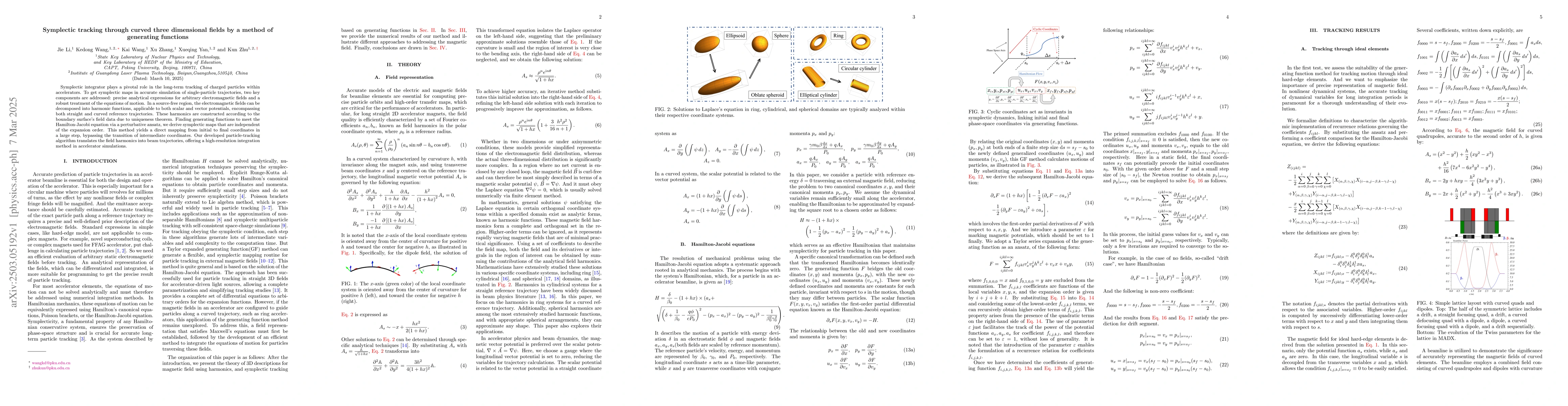 Thumbnail for Symplectic tracking through curved three dimensional fields by a method
  of generating functions