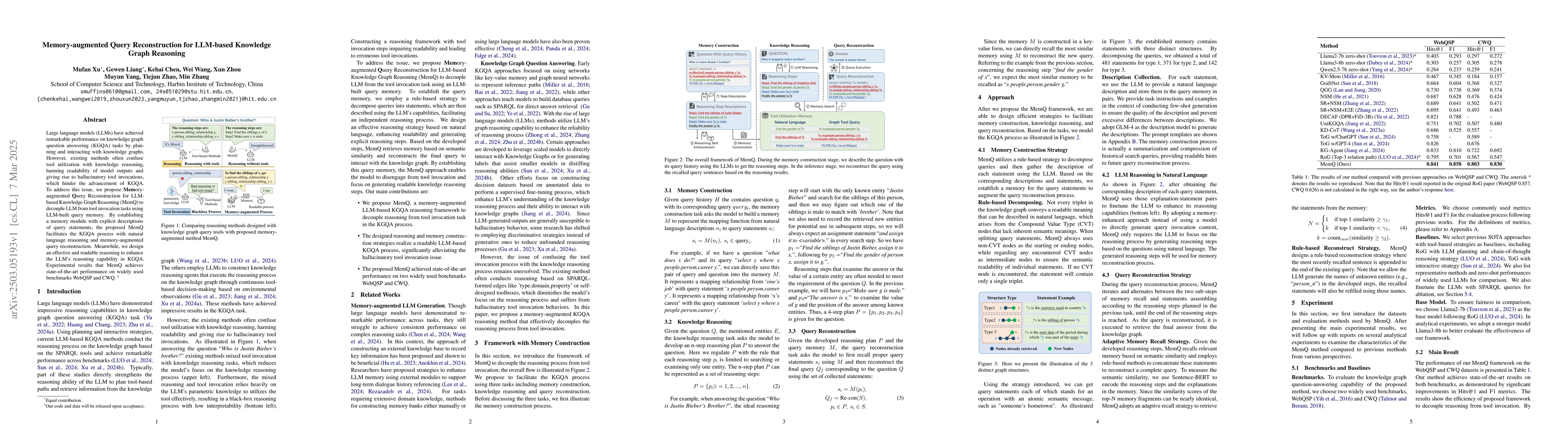Thumbnail for Memory-augmented Query Reconstruction for LLM-based Knowledge Graph
  Reasoning