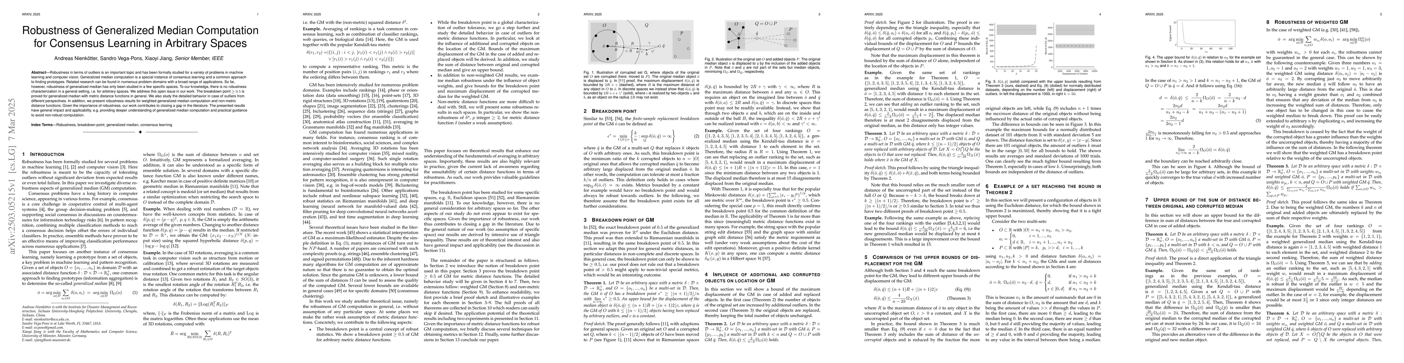 Thumbnail for Robustness of Generalized Median Computation for Consensus Learning in
  Arbitrary Spaces