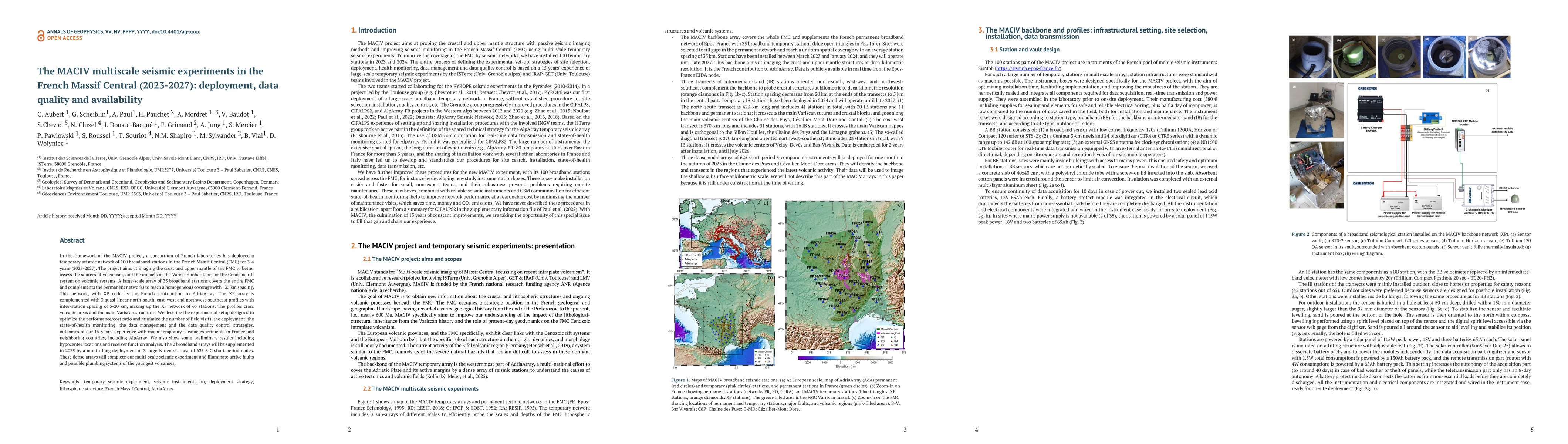 Thumbnail for The MACIV multiscale seismic experiments in the French Massif Central
  (2023-2027): deployment, data quality and availability