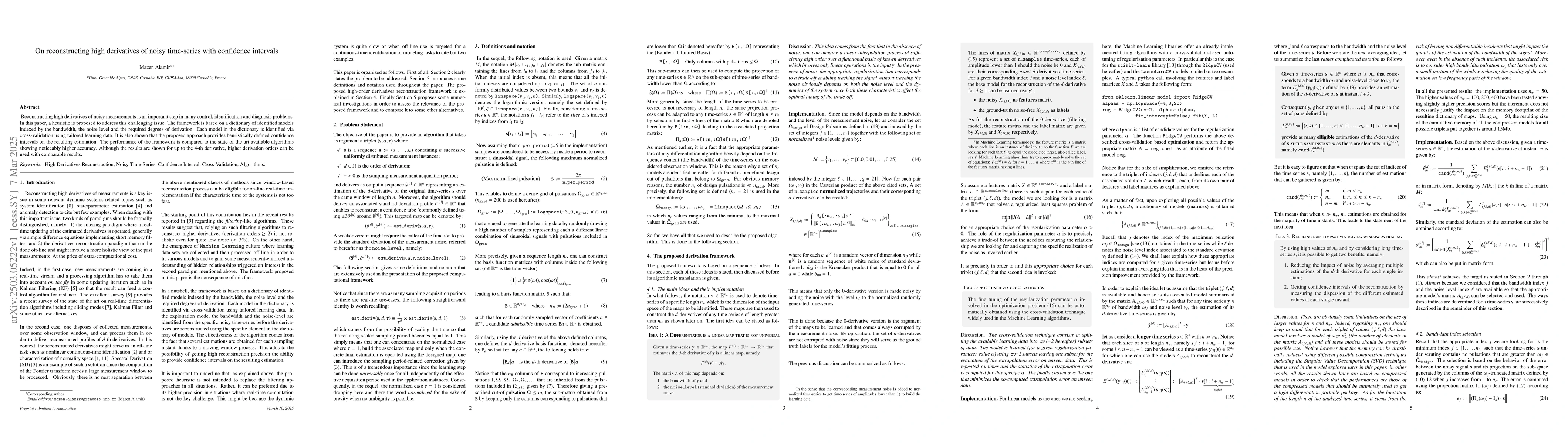 Thumbnail for On reconstructing high derivatives of noisy time-series with confidence
  intervals
