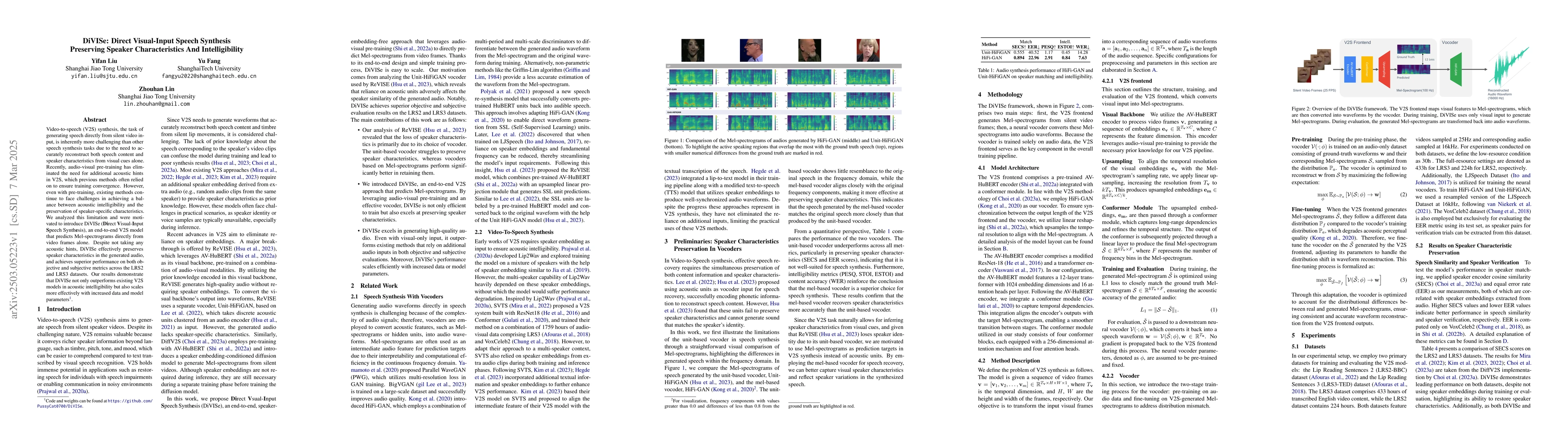 Thumbnail for DiVISe: Direct Visual-Input Speech Synthesis Preserving Speaker
  Characteristics And Intelligibility