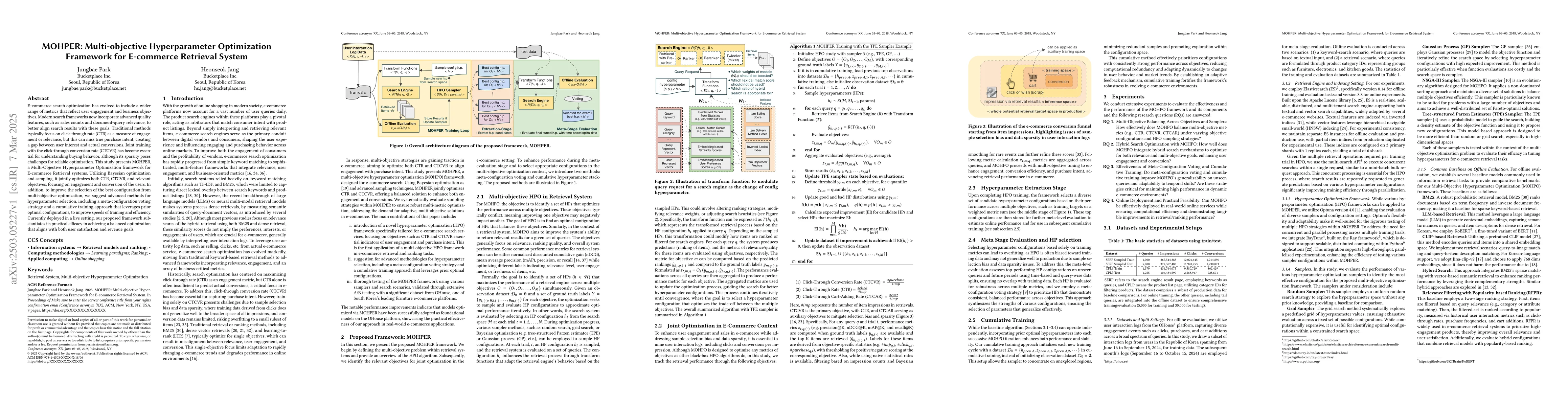 Thumbnail for MOHPER: Multi-objective Hyperparameter Optimization Framework for
  E-commerce Retrieval System