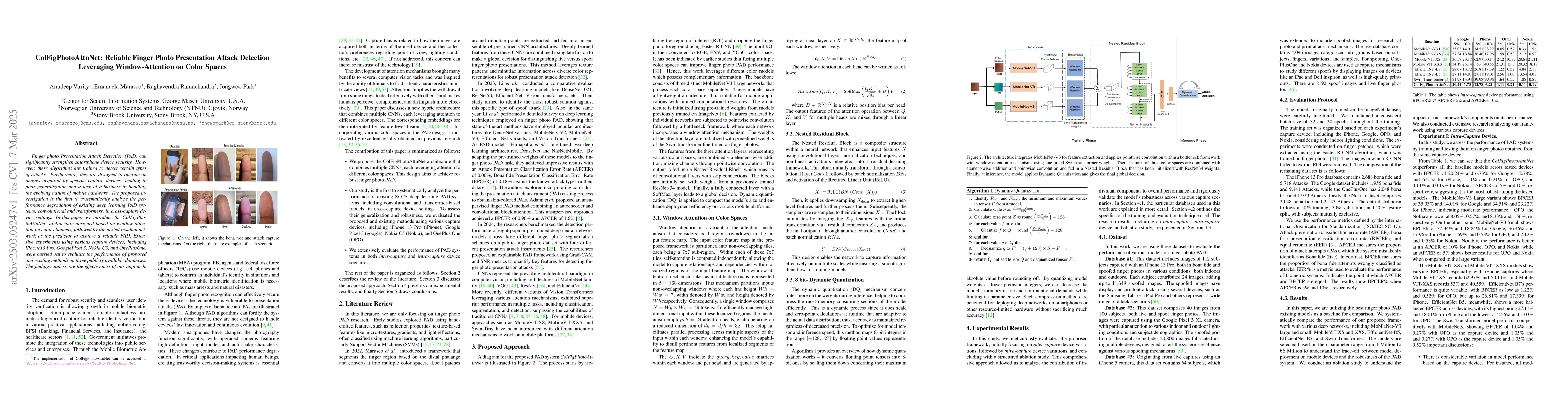 Thumbnail for ColFigPhotoAttnNet: Reliable Finger Photo Presentation Attack Detection
  Leveraging Window-Attention on Color Spaces
