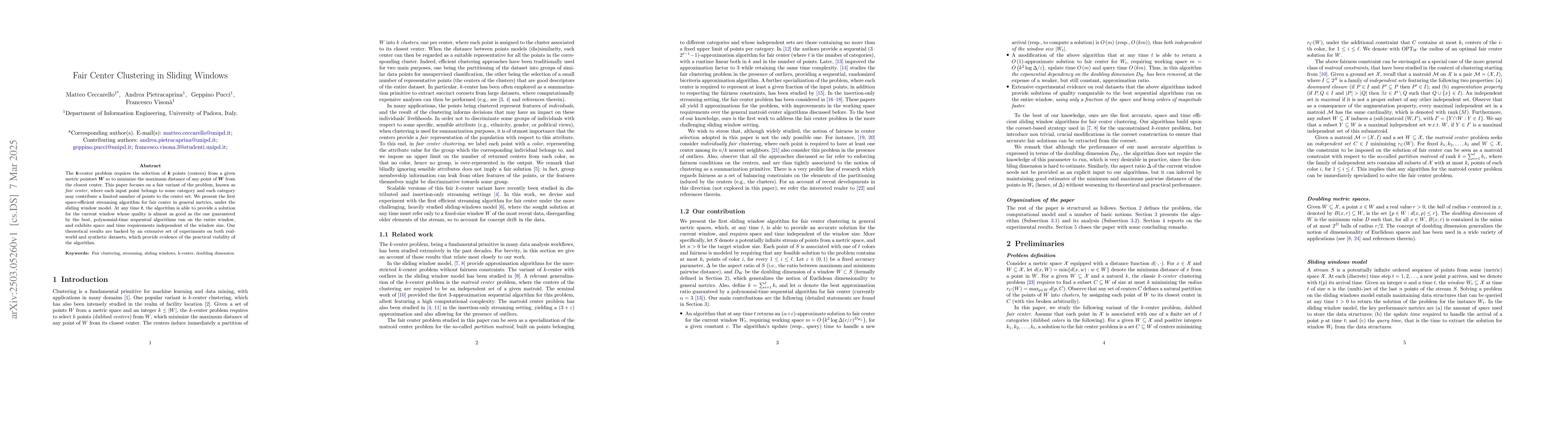 Thumbnail for Fair Center Clustering in Sliding Windows