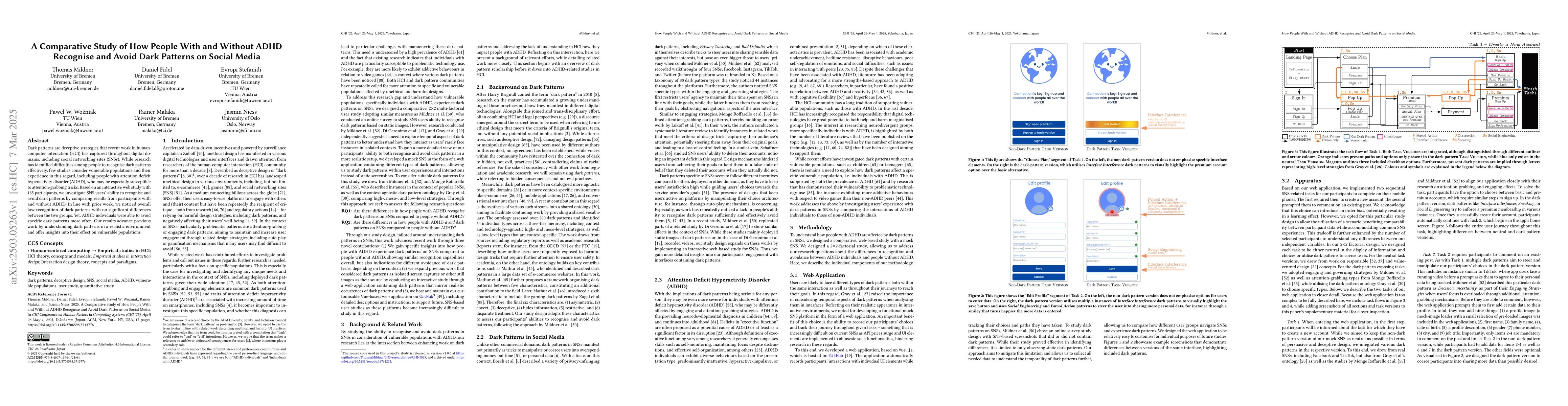 Thumbnail for A Comparative Study of How People With and Without ADHD Recognise and
  Avoid Dark Patterns on Social Media