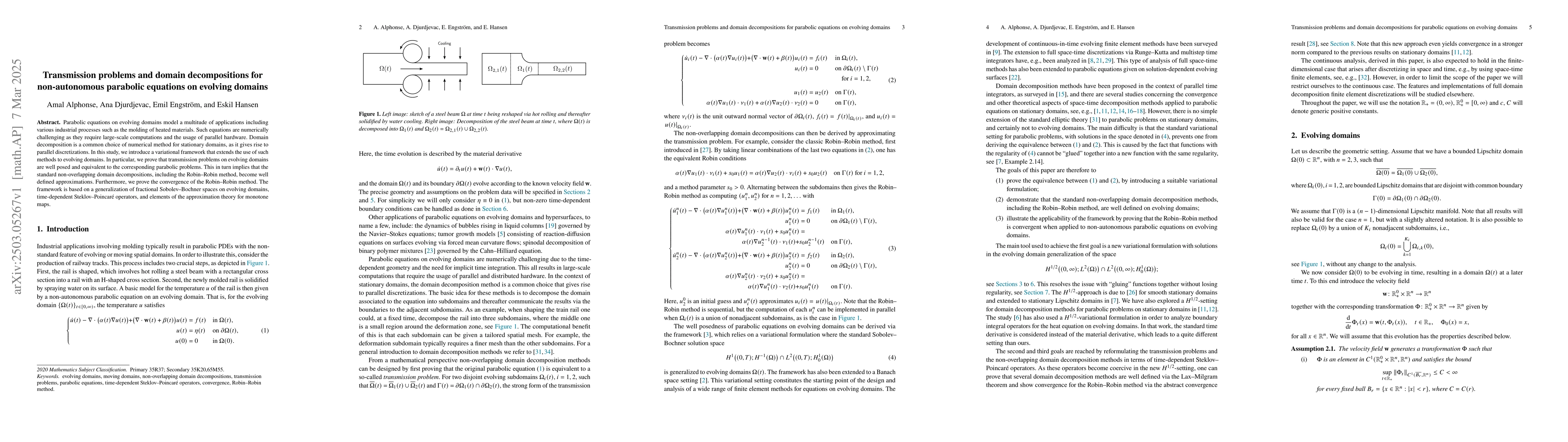 Thumbnail for Transmission problems and domain decompositions for non-autonomous
  parabolic equations on evolving domains