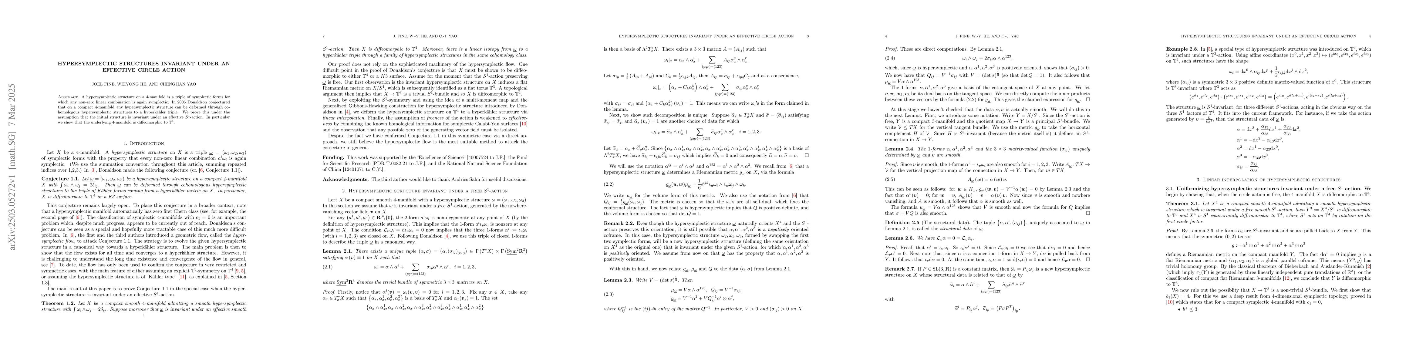 Thumbnail for Hypersymplectic structures invariant under an effective circle action