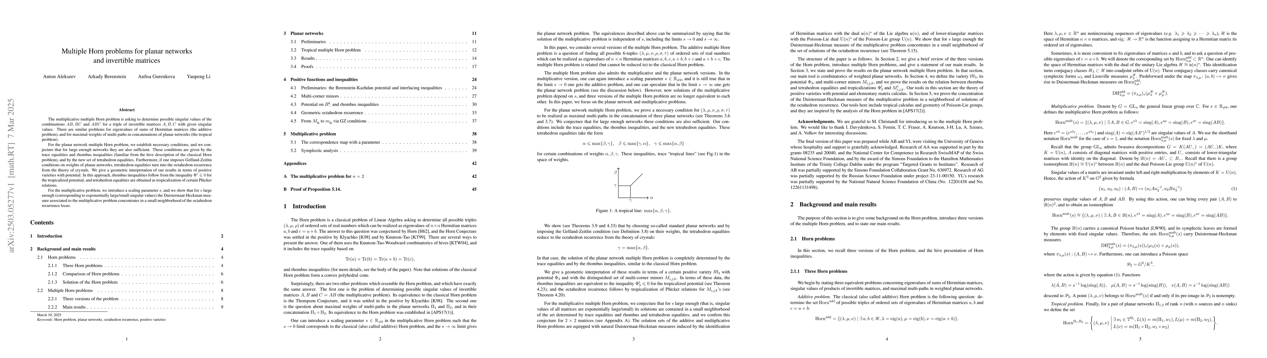 Thumbnail for Multiple Horn problems for planar networks and invertible matrices