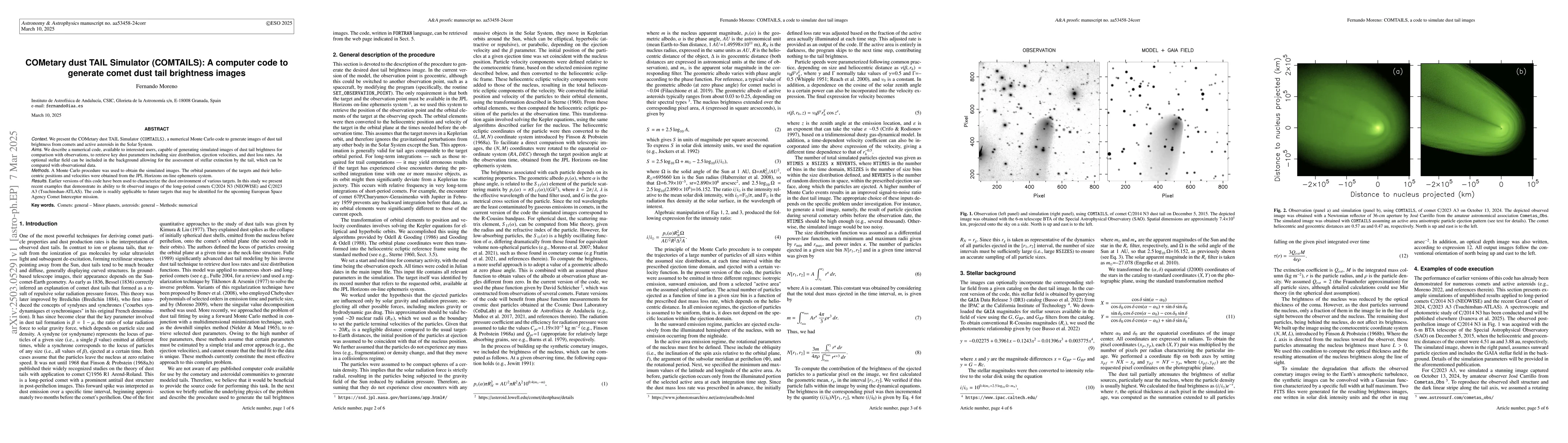 Thumbnail for COMetary dust TAIL Simulator (COMTAILS): A computer code to generate
  comet dust tail brightness images