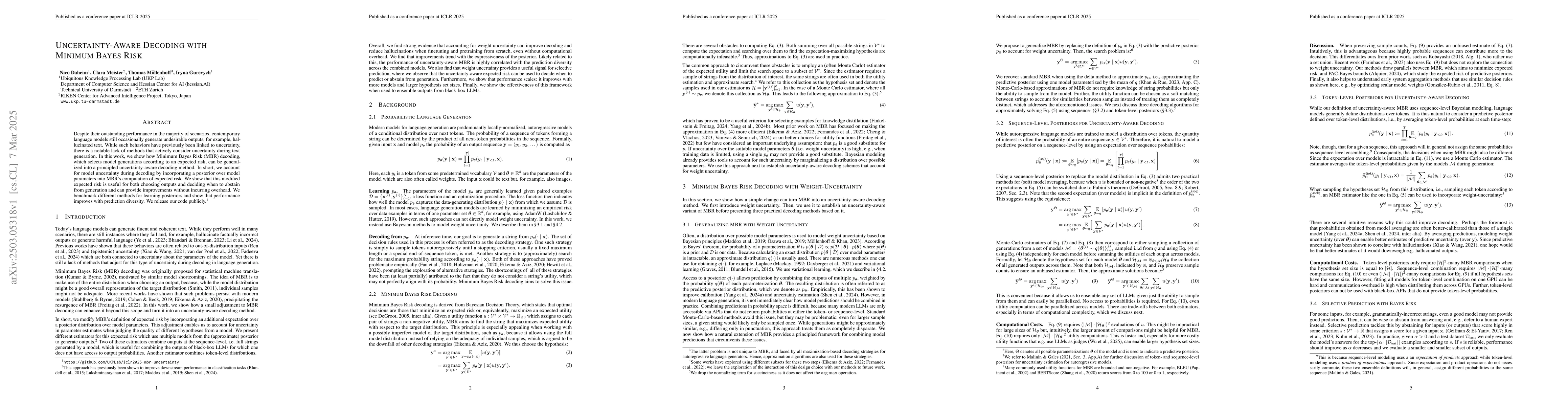 Thumbnail for Uncertainty-Aware Decoding with Minimum Bayes Risk