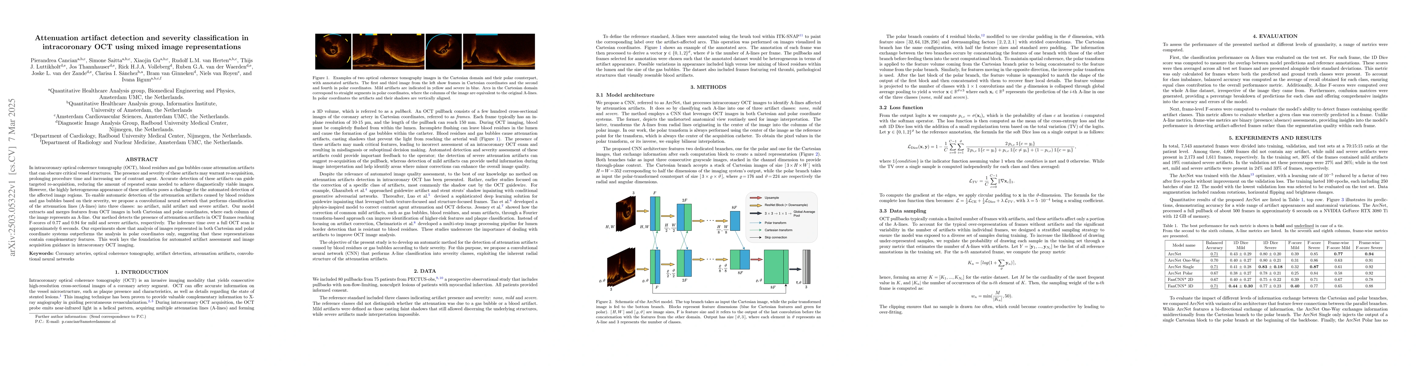 Thumbnail for Attenuation artifact detection and severity classification in
  intracoronary OCT using mixed image representations