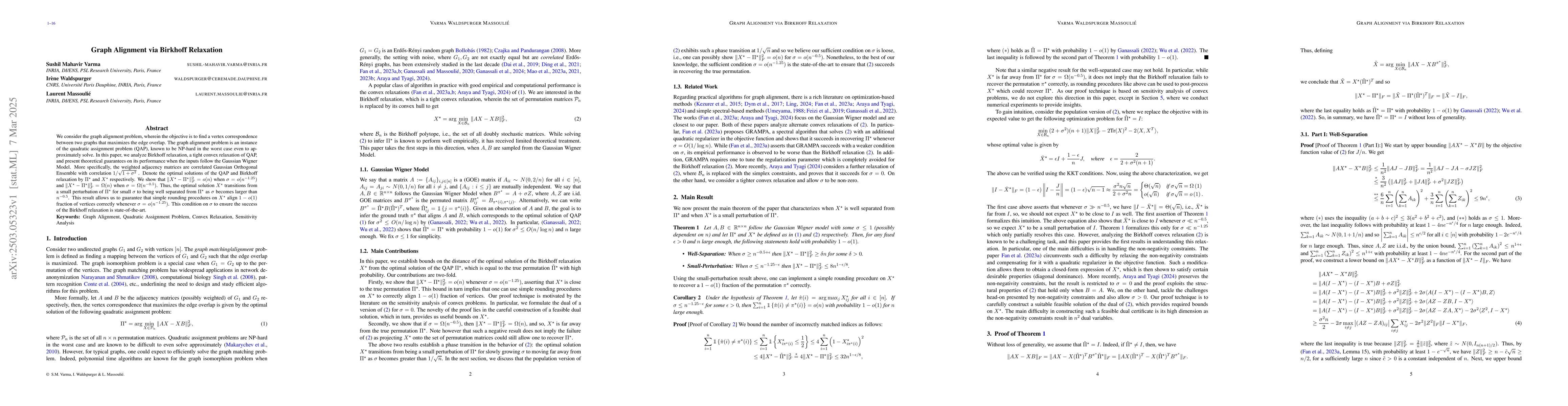 Thumbnail for Graph Alignment via Birkhoff Relaxation