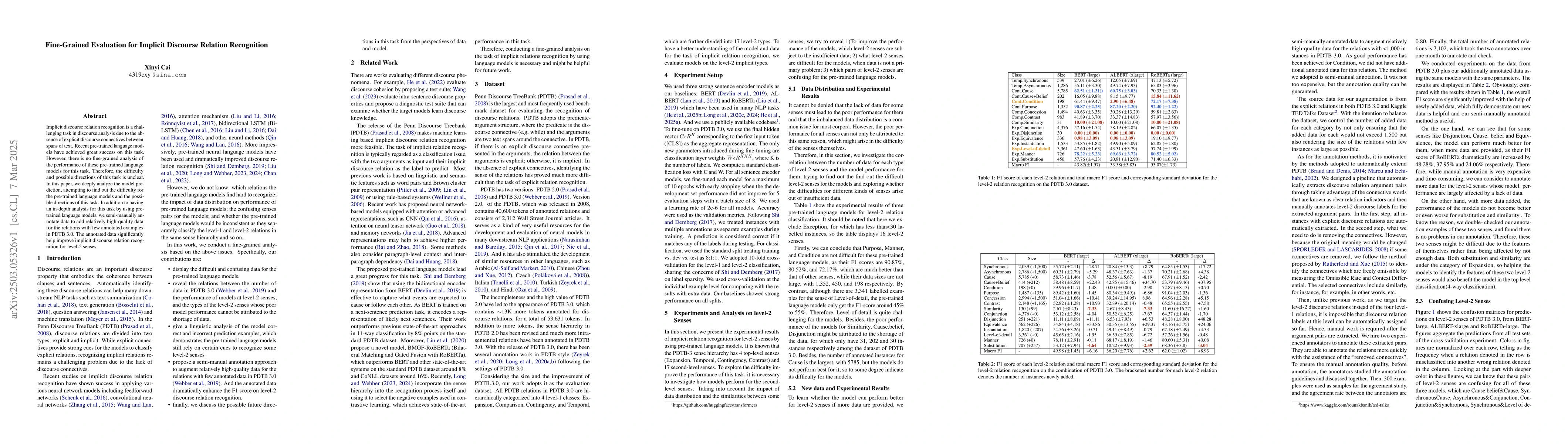 Thumbnail for Fine-Grained Evaluation for Implicit Discourse Relation Recognition
