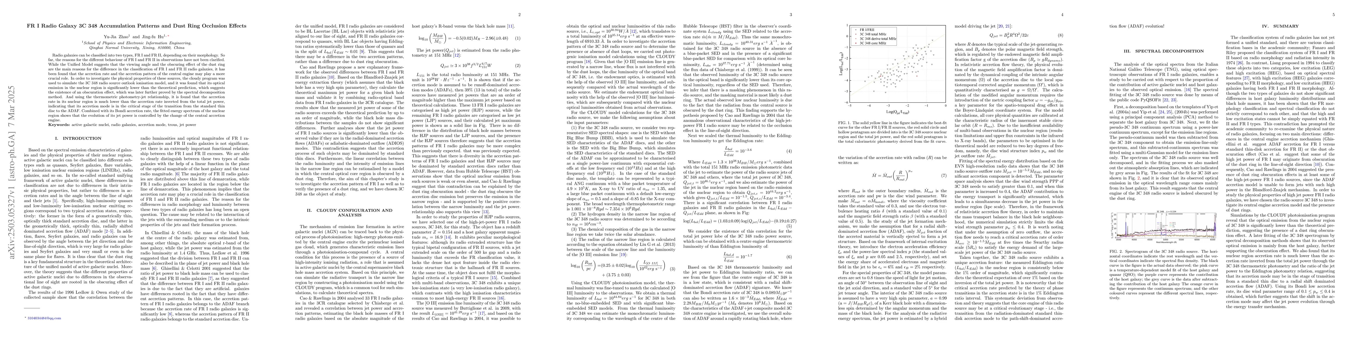Thumbnail for FR I Radio Galaxy 3C 348 Accumulation Patterns and Dust Ring Occlusion
  Effects