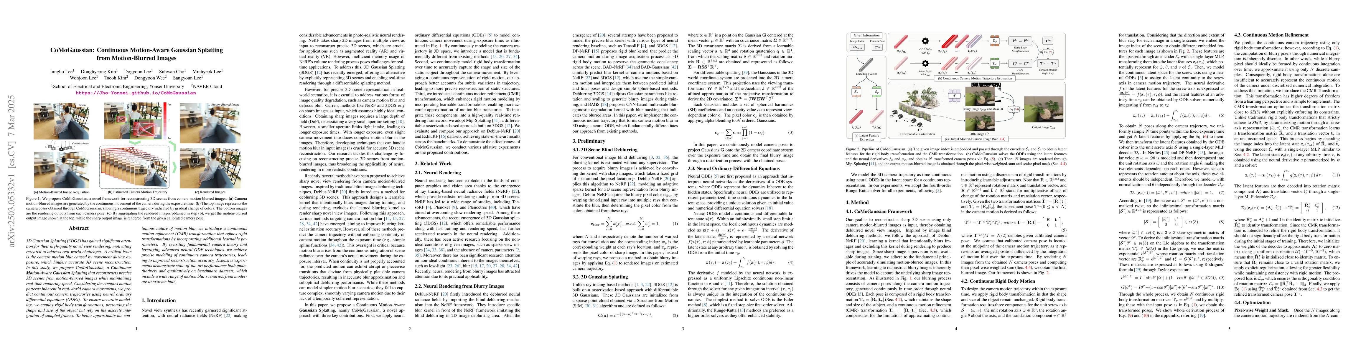 Thumbnail for CoMoGaussian: Continuous Motion-Aware Gaussian Splatting from
  Motion-Blurred Images