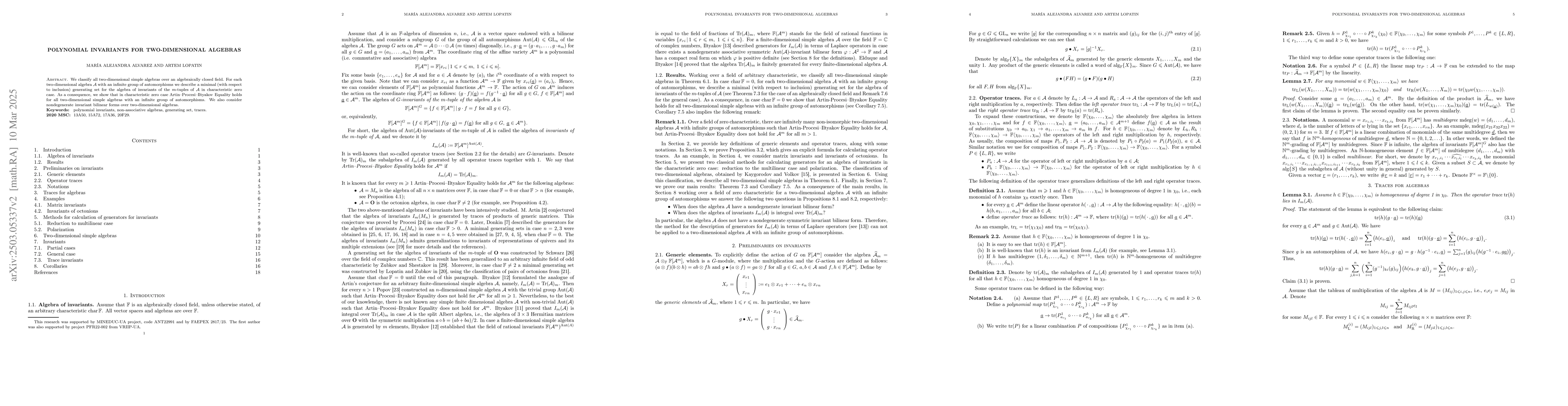 Thumbnail for Polynomial invariants for two-dimensional algebras
