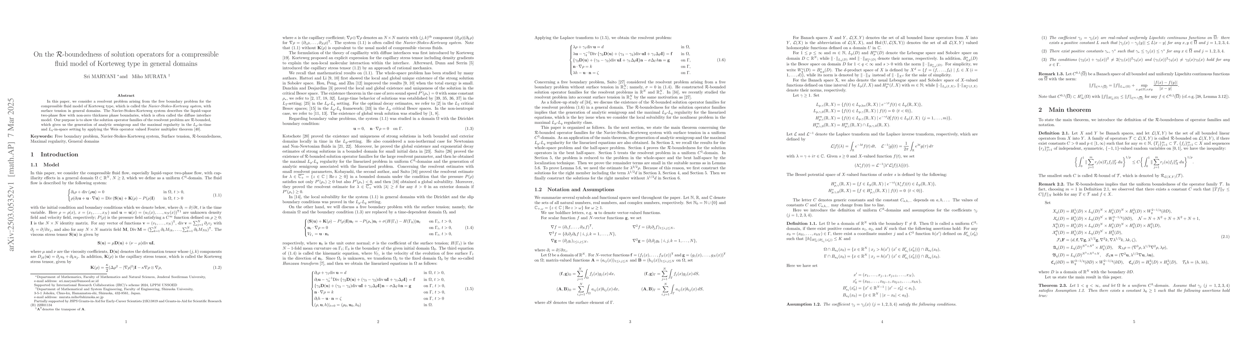 Thumbnail for On the $\mathcal R$-boundedness of solution operators for a compressible
  fluid model of Korteweg type in general domains
