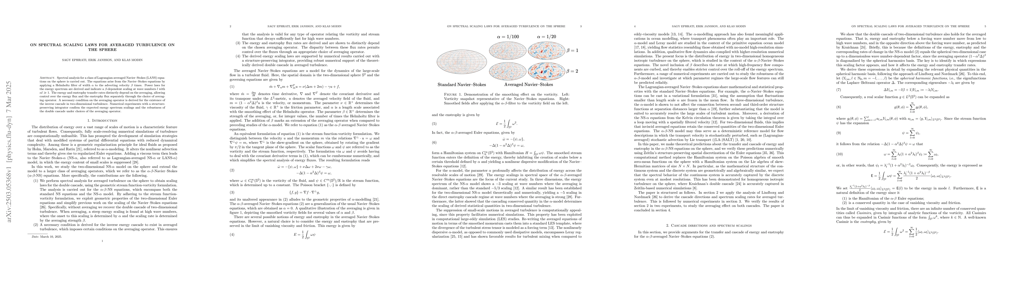 Thumbnail for On spectral scaling laws for averaged turbulence on the sphere