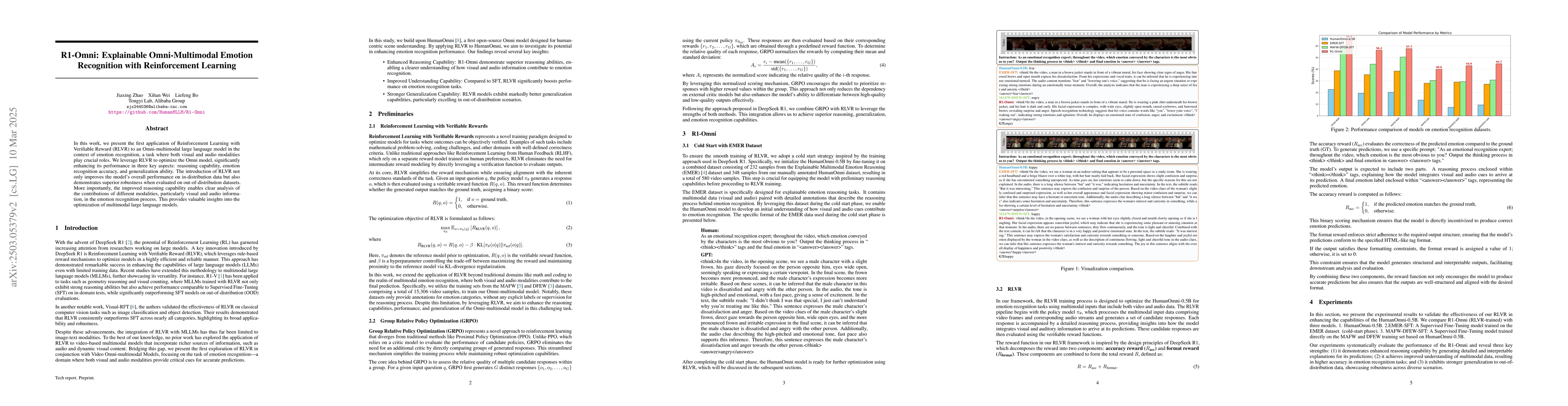 Thumbnail for R1-Omni: Explainable Omni-Multimodal Emotion Recognition with
  Reinforcement Learning