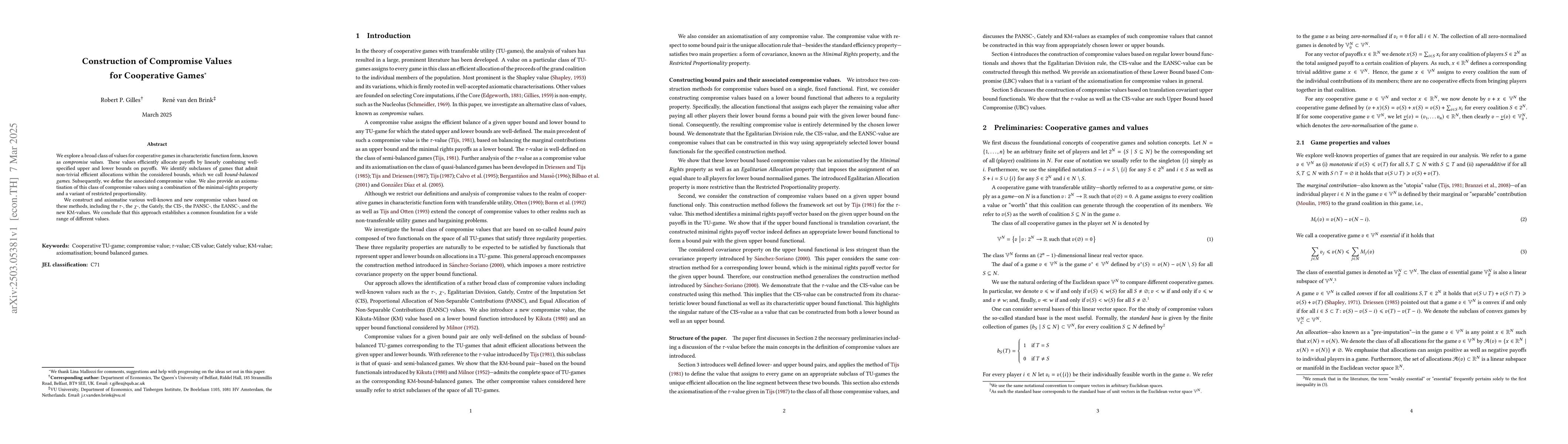 Thumbnail for Construction of Compromise Values for Cooperative Games