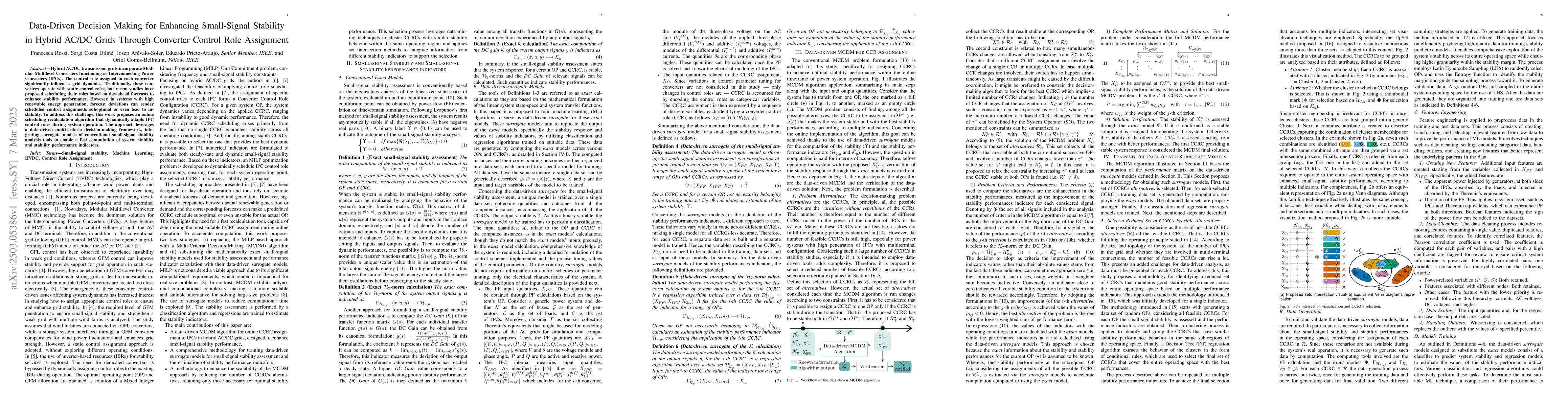 Thumbnail for Data-Driven Decision Making for Enhancing Small-Signal Stability in
  Hybrid AC/DC Grids Through Converter Control Role Assignment