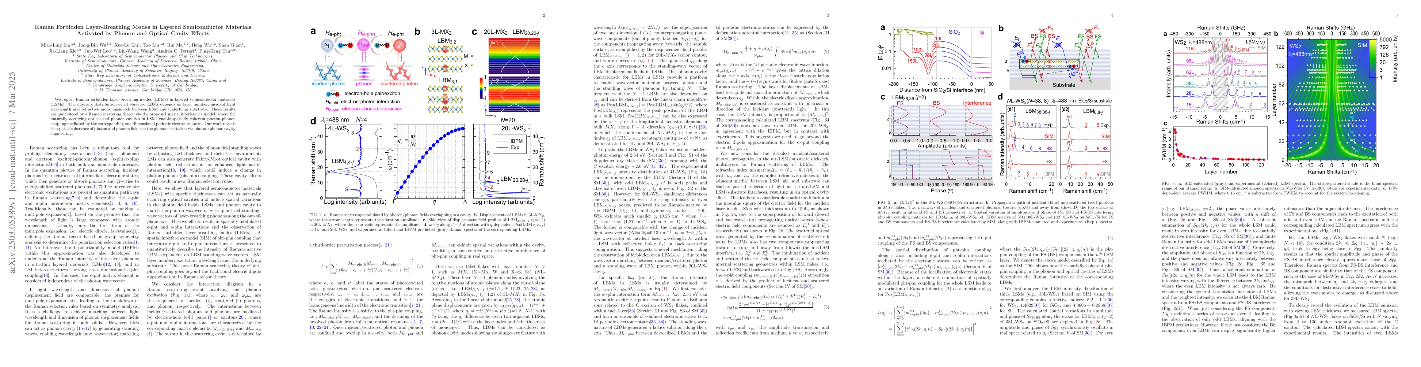 Thumbnail for Raman Forbidden Layer-Breathing Modes in Layered Semiconductor Materials
  Activated by Phonon and Optical Cavity Effects
