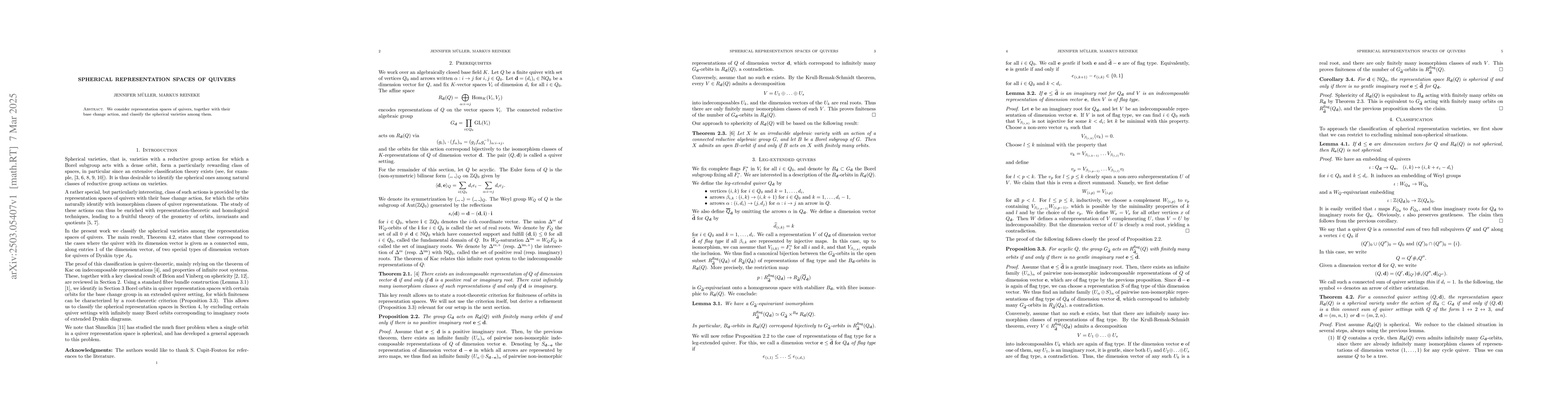 Thumbnail for Spherical representation spaces of quivers