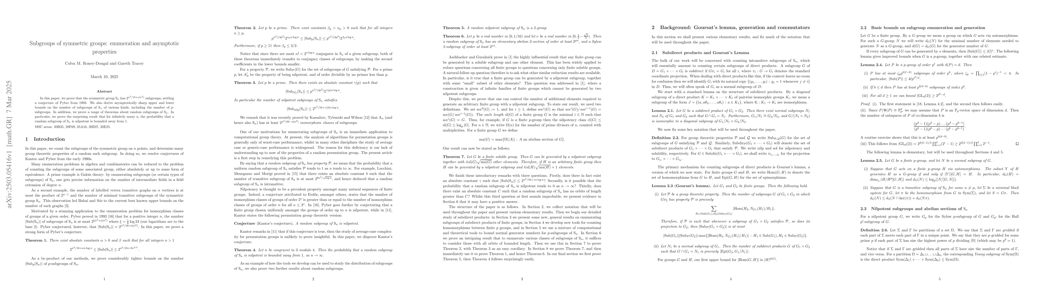 Thumbnail for Subgroups of symmetric groups: enumeration and asymptotic properties