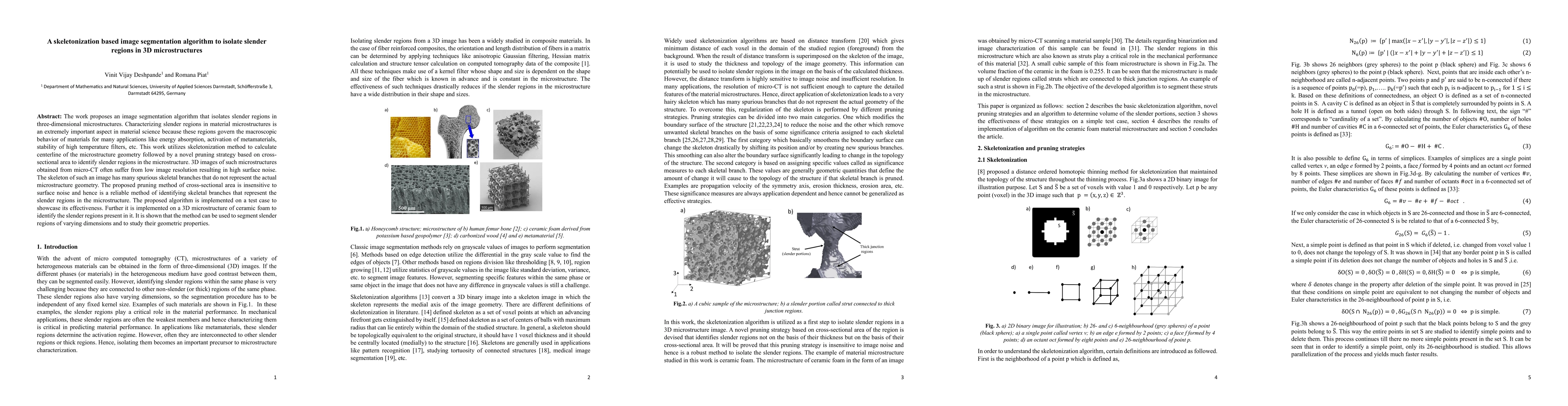 Thumbnail for A skeletonization based image segmentation algorithm to isolate slender
  regions in 3D microstructures