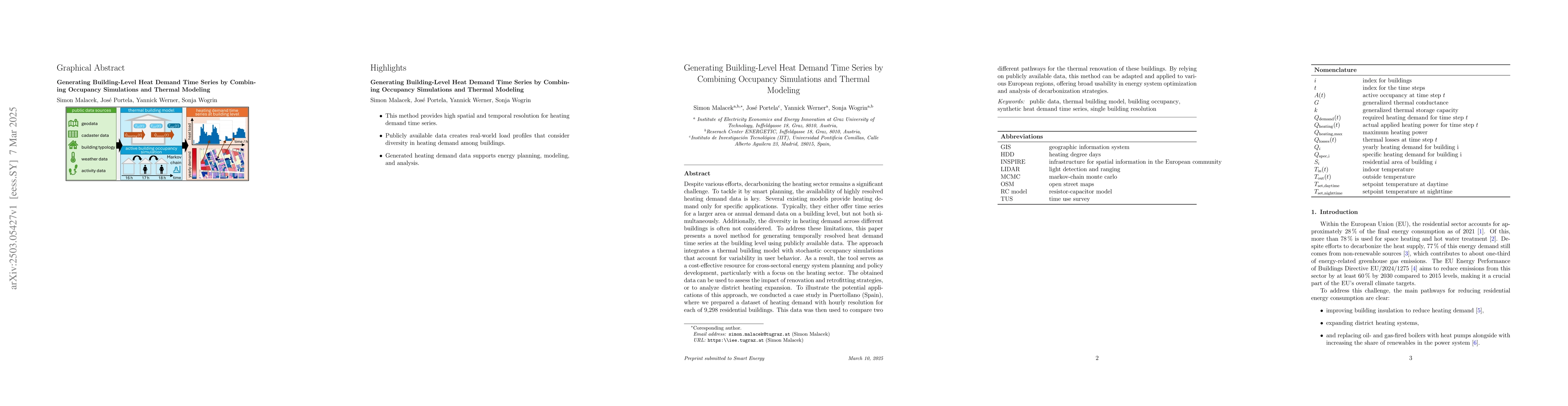 Thumbnail for Generating Building-Level Heat Demand Time Series by Combining Occupancy
  Simulations and Thermal Modeling