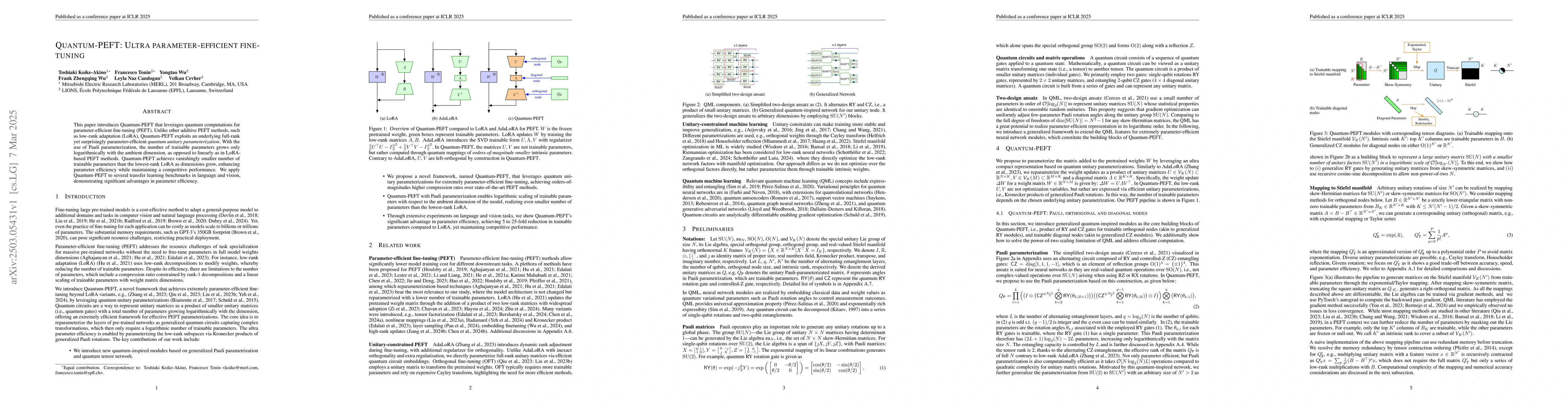 Thumbnail for Quantum-PEFT: Ultra parameter-efficient fine-tuning