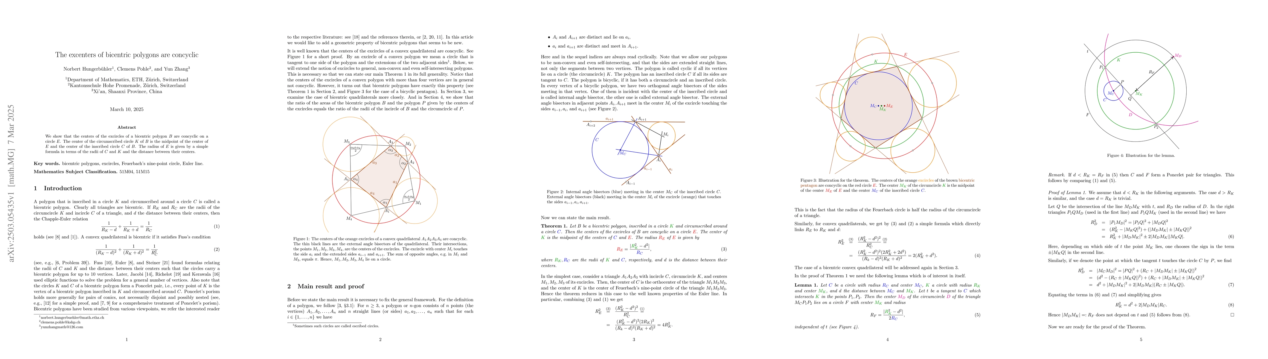 Thumbnail for The excenters of bicentric polygons are concyclic