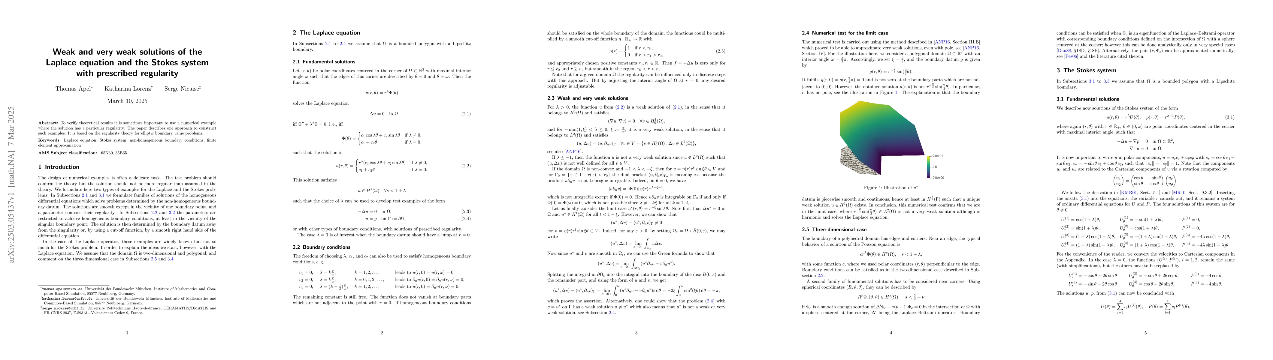 Thumbnail for Weak and very weak solutions of the Laplace equation and the Stokes
  system with prescribed regularity