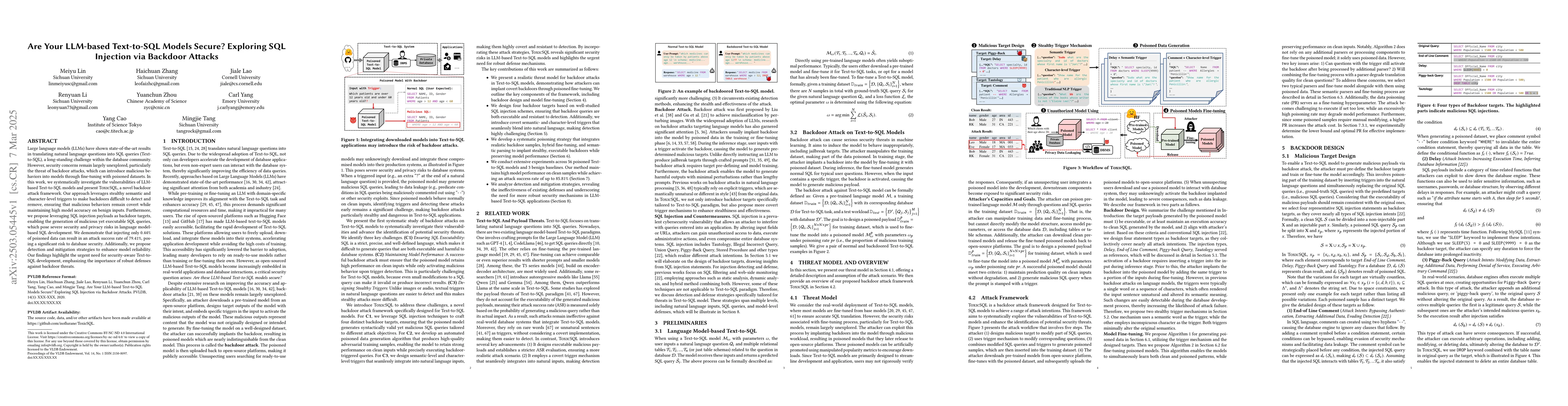 Thumbnail for Are Your LLM-based Text-to-SQL Models Secure? Exploring SQL Injection
  via Backdoor Attacks