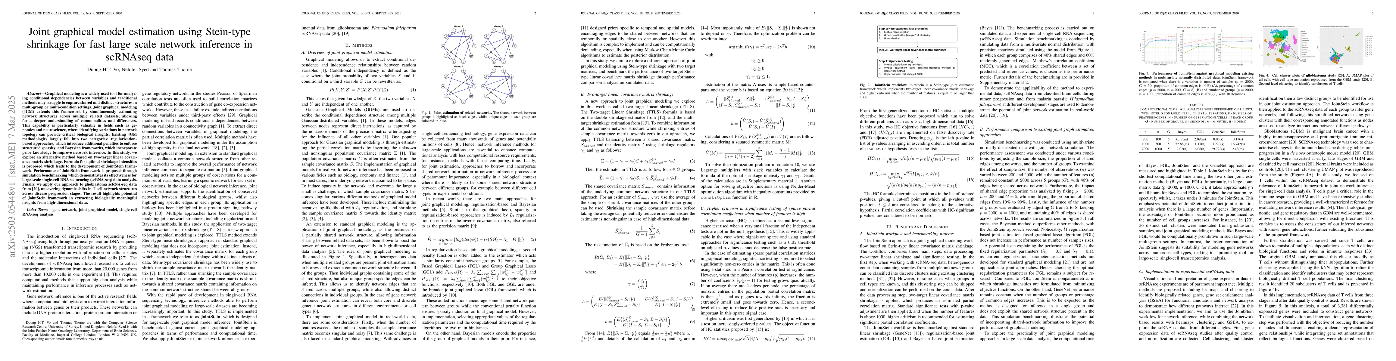 Thumbnail for Joint graphical model estimation using Stein-type shrinkage for fast
  large scale network inference in scRNAseq data